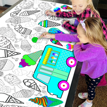 Load image into Gallery viewer, RTS / Ice Cream Coloring Tablecloth | Summer Activity for Kids