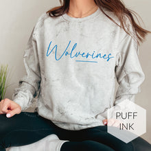 Load image into Gallery viewer, MTO / Wolverines Script, PUFF blue lettering