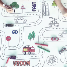 Load image into Gallery viewer, RTS / Cars & Trucks Road Map Mat | Giant Coloring Play Activity