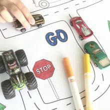 Load image into Gallery viewer, RTS / Cars & Trucks Road Map Mat | Giant Coloring Play Activity