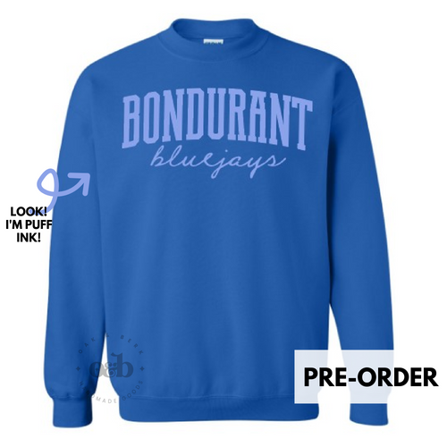 PRE-ORDER / Bondurant Bluejays PUFF, youth + adult