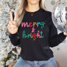 Load image into Gallery viewer, RTS / merry + bright tinsel, long sleeve tee