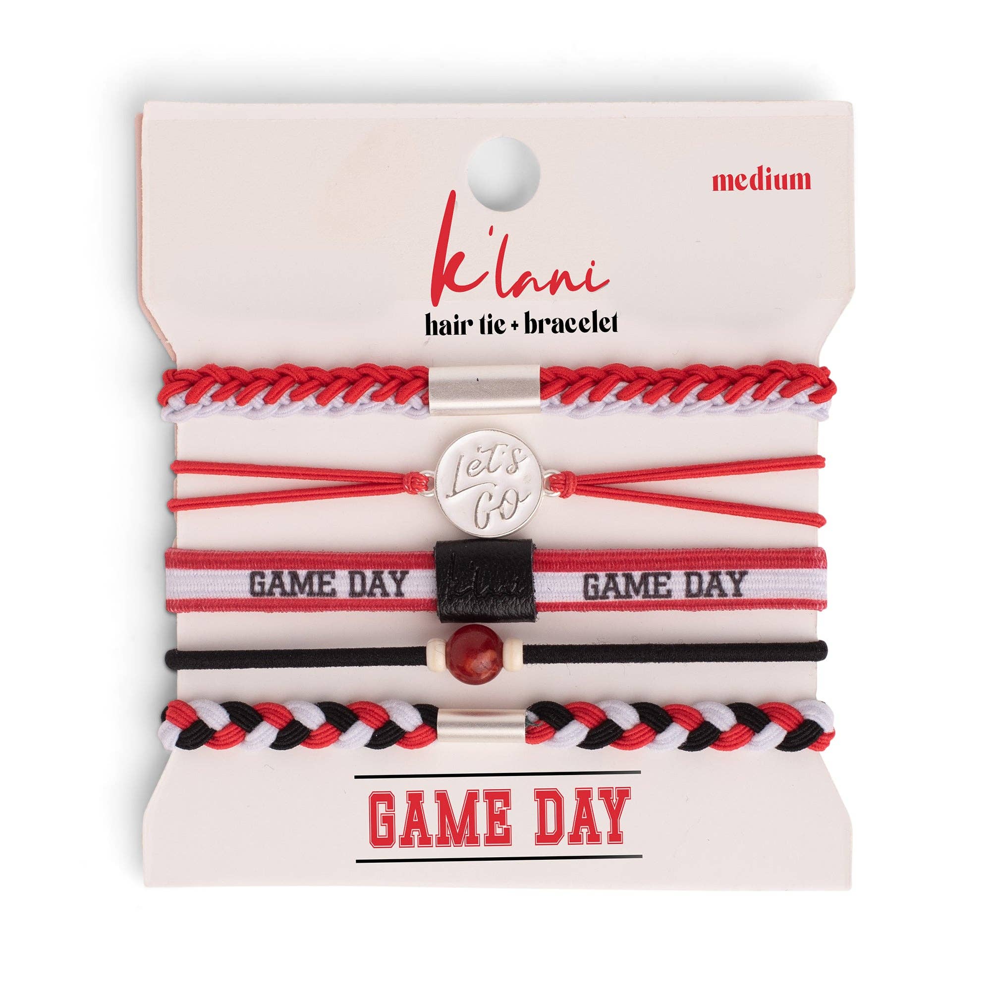 RTS / Game Day Red/Black Hair Tie Bracelets