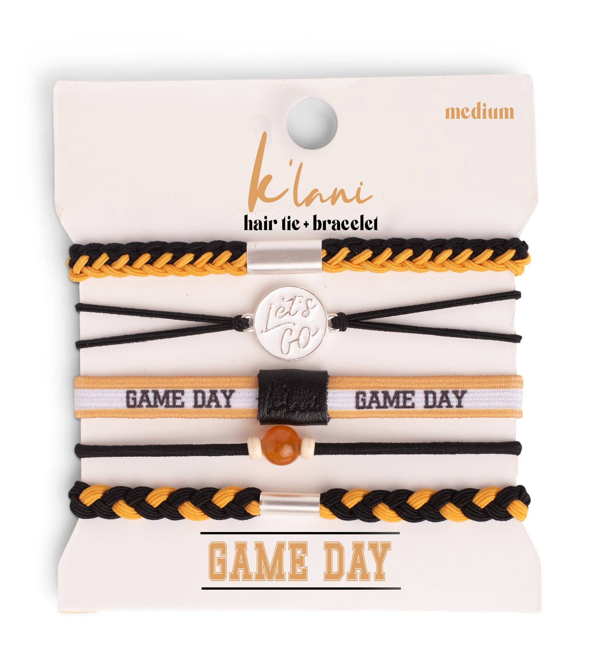 RTS / Game Day Black/Gold Hair Tie Bracelets