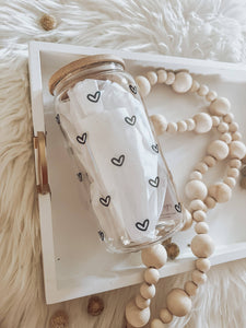 RTS / Glass Cup: Mini Hearts 16oz