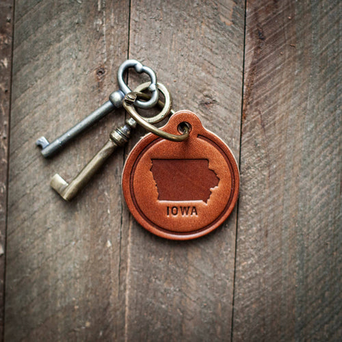 RTS / Iowa Leather Keychain Circle