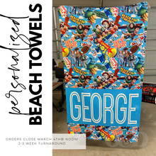 Load image into Gallery viewer, PRE-ORDER / Personalized Beach Towels, boy *CLOSING 5/26 @ NOON