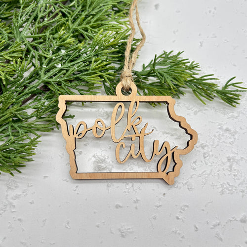 RTS / Iowa Outline Ornament, Polk City