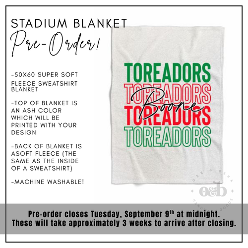 PRE-ORDER | Boone Stadium Blanket