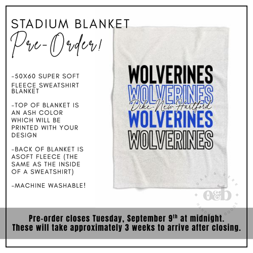 PRE-ORDER | Dike-New Hartford Stadium Blanket