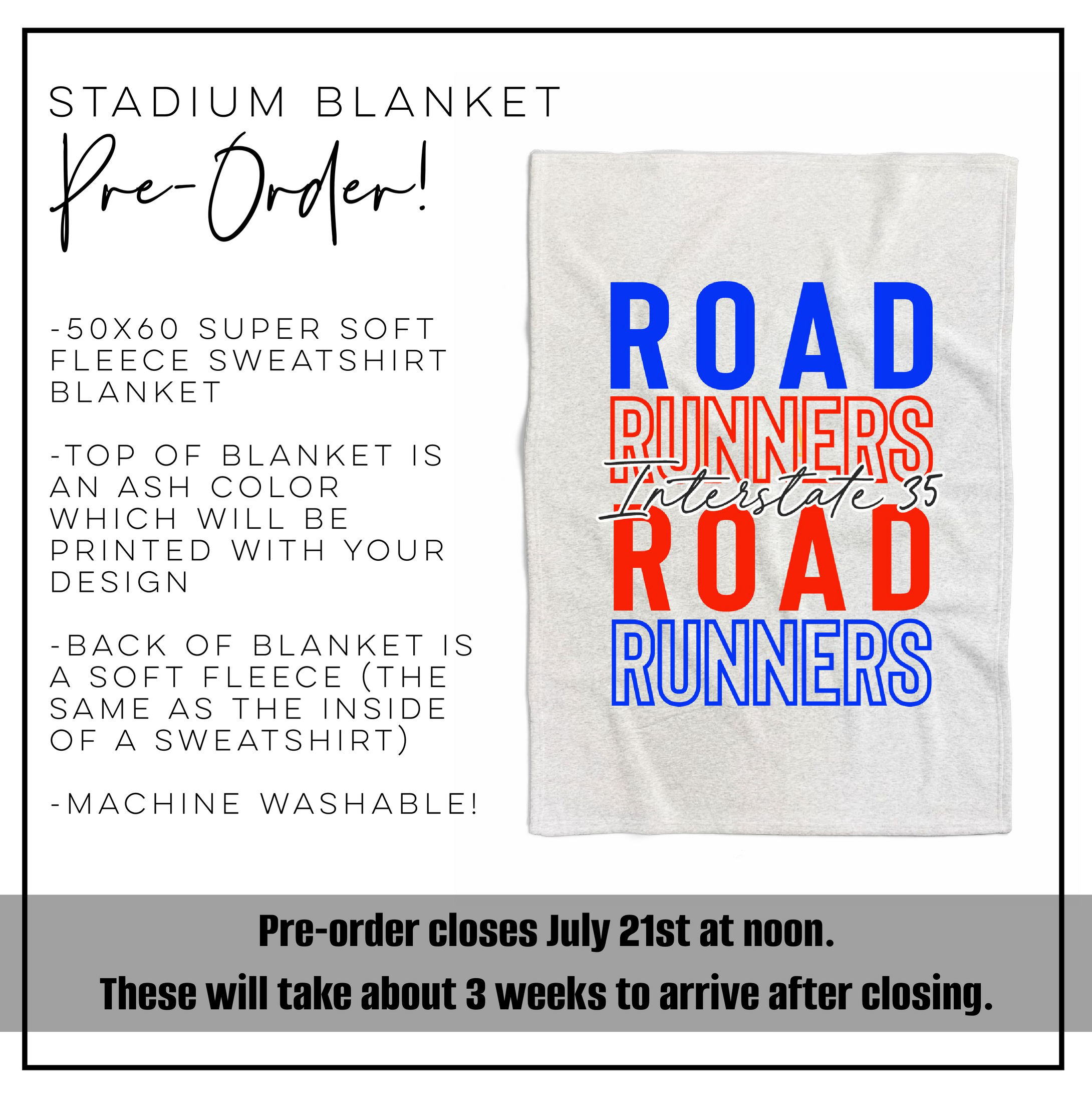 PRE-ORDER | Interstate 35 Stadium Blanket