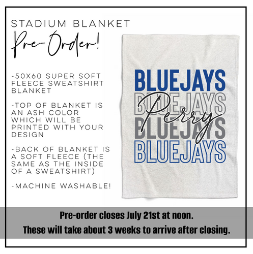 PRE-ORDER | Perry Bluejays Stadium Blanket