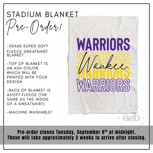 PRE-ORDER | Waukee Stadium Blanket