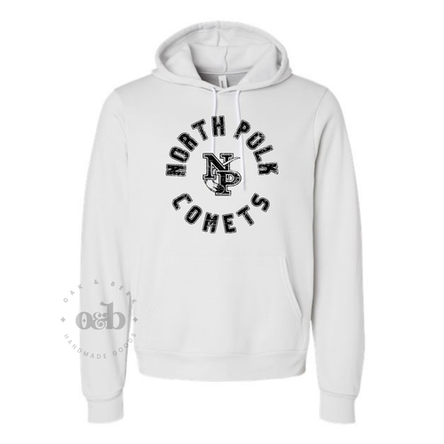 RTS / North Polk Comets Circle Grunge, bella hoodie