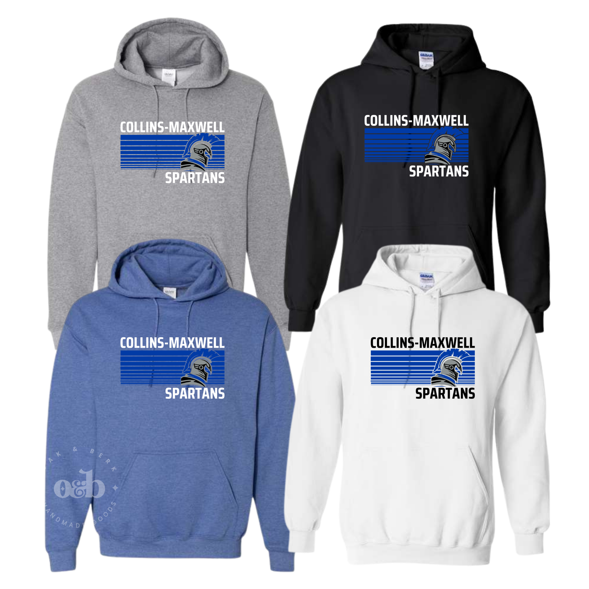 MTO / Collins-Maxwell Spartans Stripes Hoodies, adult+youth