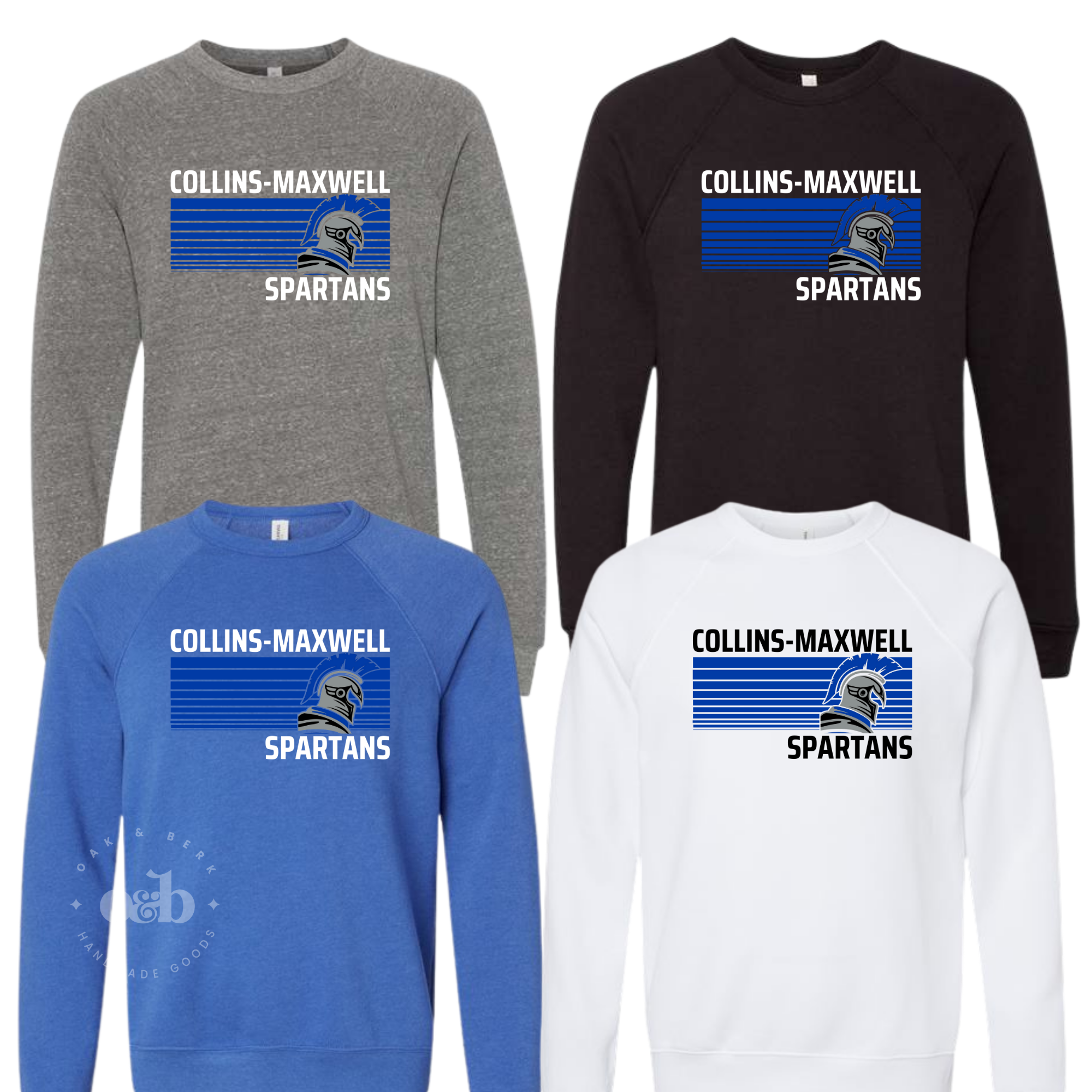 MTO / Collins-Maxwell Spartans Stripes Crewneck, adult+youth