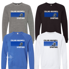 Load image into Gallery viewer, MTO / Collins-Maxwell Spartans Stripes Crewneck, adult+youth