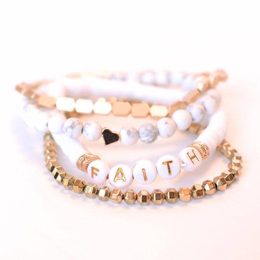 RTS / Faith Gold Beaded Bracelet Set