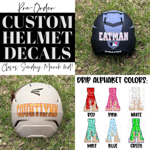 PRE-ORDER / Baseball + Softball Custom Helmet Decal