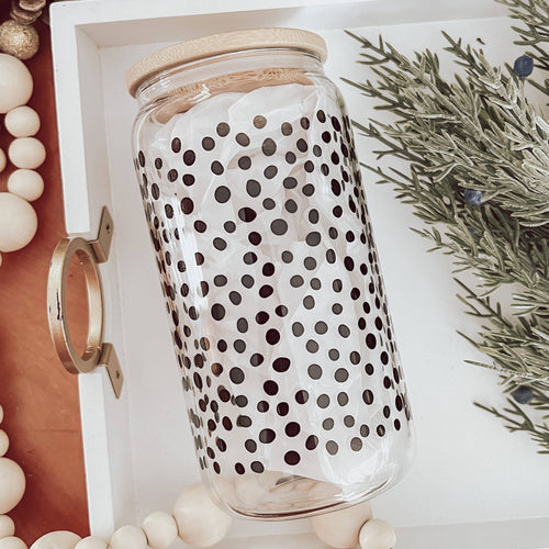 RTS / Glass Cup: Black Dots 16oz