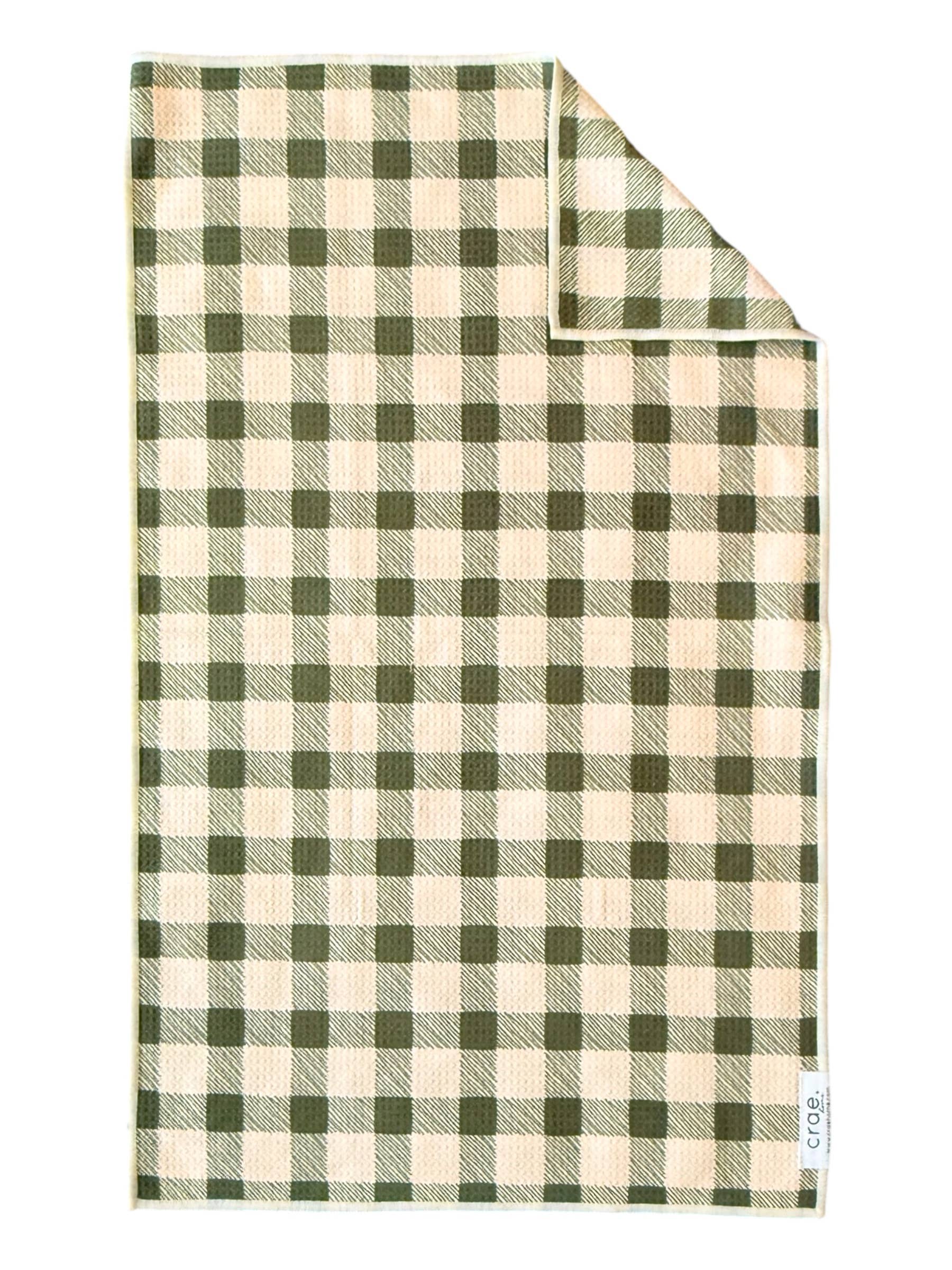 RTS / Gloria: Green/Cream Double-Sided Hand Towel