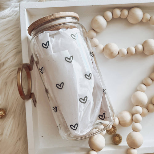 RTS / Glass Cup: Mini Hearts 16oz