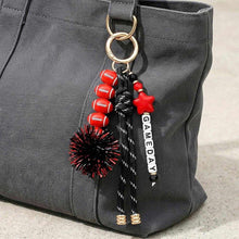Load image into Gallery viewer, RTS / Game Day Star Football Tinsel Pom Tassel Keychain/Bag Charm