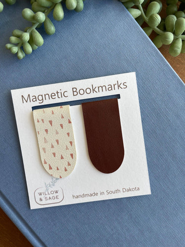 Magnetic Bookmark Pair | Plum Bookmarks | Faux Leather
