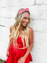 Load image into Gallery viewer, RTS / Red + White Thick Striped Structured Headband