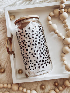RTS / Glass Cup: Black Dots 16oz