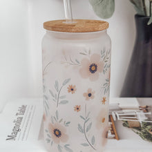 Load image into Gallery viewer, RTS / Glass Cup: Frosted Whimsical Garden 16oz