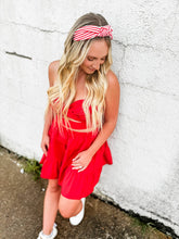 Load image into Gallery viewer, RTS / Red + White Thick Striped Structured Headband