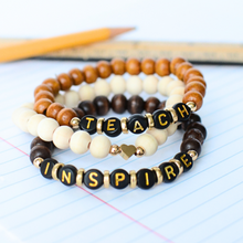 Load image into Gallery viewer, RTS / Neutral Teach Inspire Wood Bracelet Set