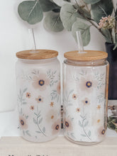 Load image into Gallery viewer, RTS / Glass Cup: Frosted Whimsical Garden 16oz