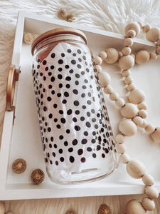 RTS / Glass Cup: Black Dots 16oz