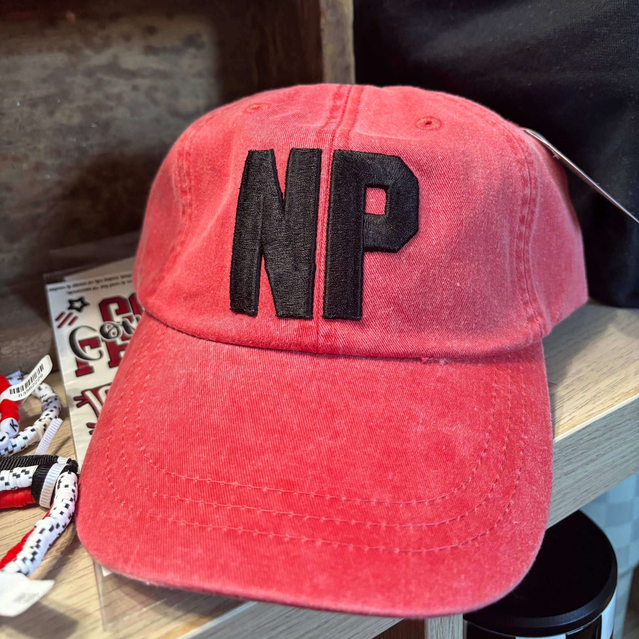 RTS / NP Pigment Dyed Puff Embroidered Hat, red