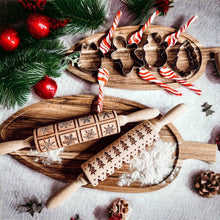 Load image into Gallery viewer, RTS / Christmas Cookie Wood Rolling Pin