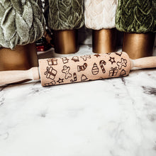 Load image into Gallery viewer, RTS / Christmas Cookie Wood Rolling Pin