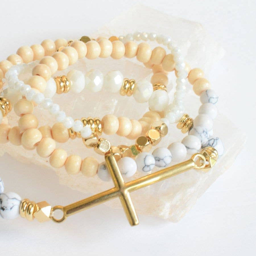 RTS / Gold Cross Bracelet Set