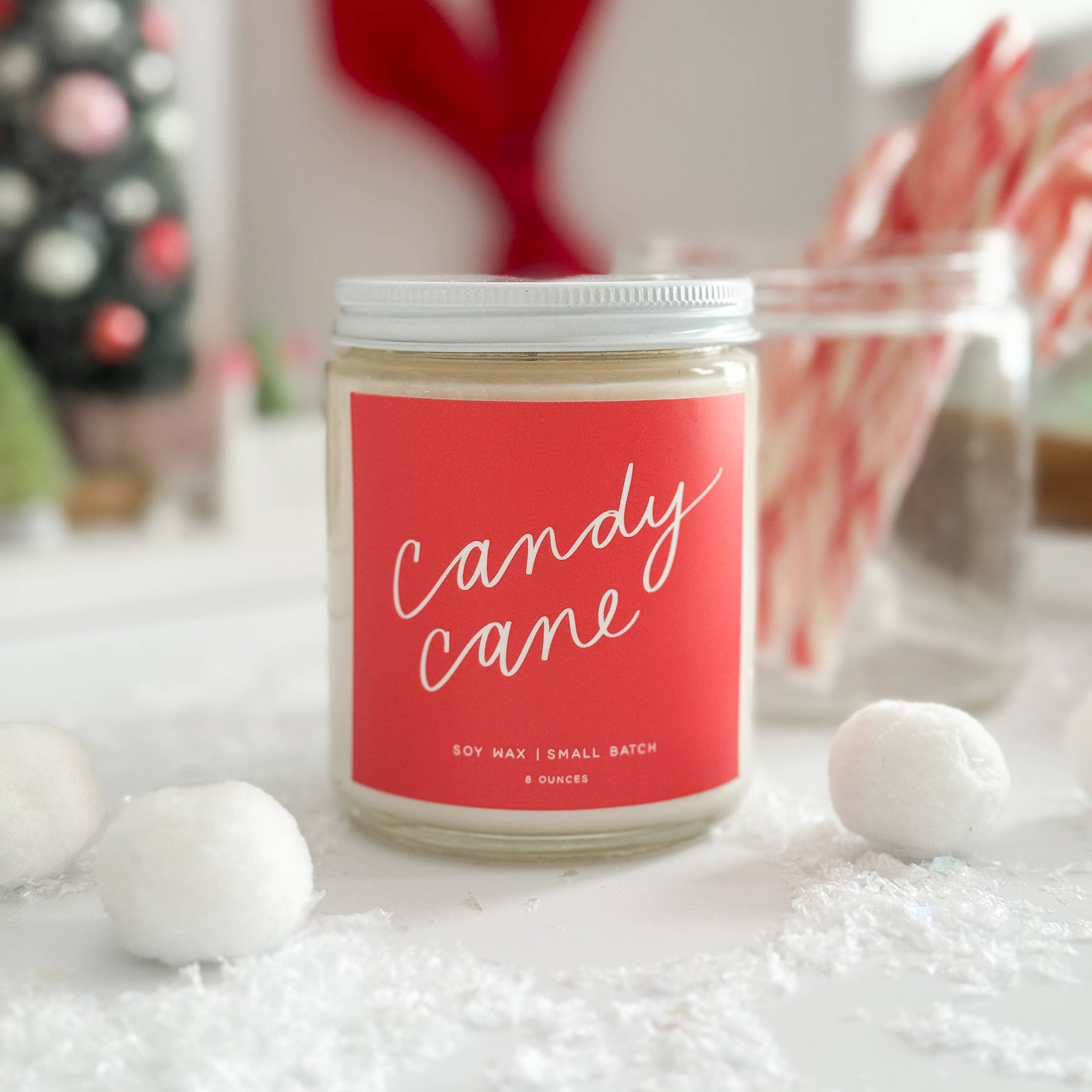 RTS / Candy Cane Candle, 8oz