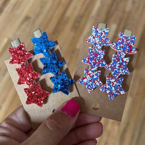 RTS / Glitter Heart + Star Clips, set of 2