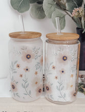 Load image into Gallery viewer, RTS / Glass Cup: Frosted Whimsical Garden 16oz