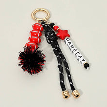 Load image into Gallery viewer, RTS / Game Day Star Football Tinsel Pom Tassel Keychain/Bag Charm