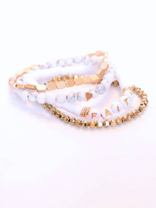 RTS / Faith Gold Beaded Bracelet Set