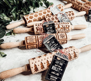 RTS / Christmas Cookie Wood Rolling Pin