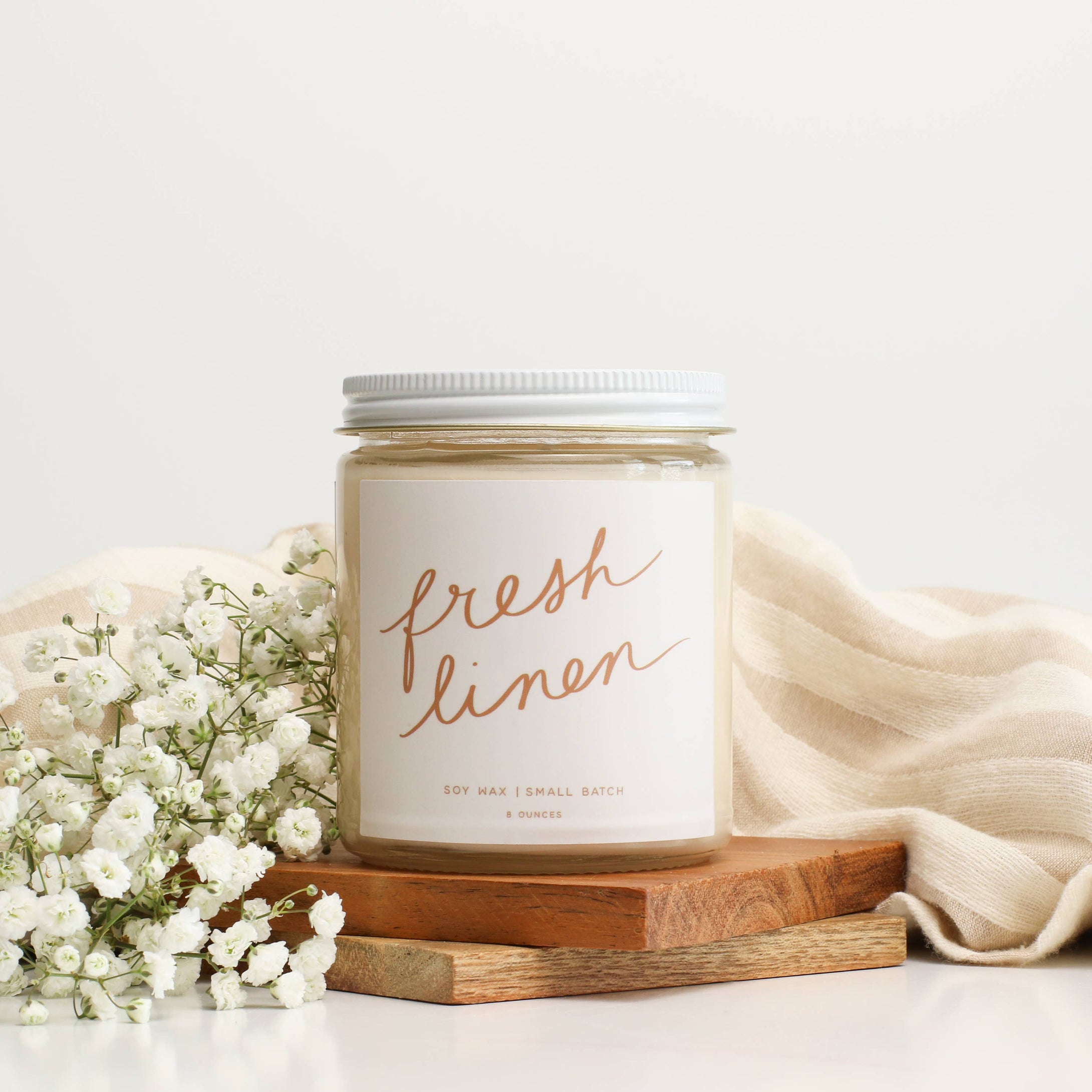 RTS / Fresh Linens - 8 oz Soy Candle