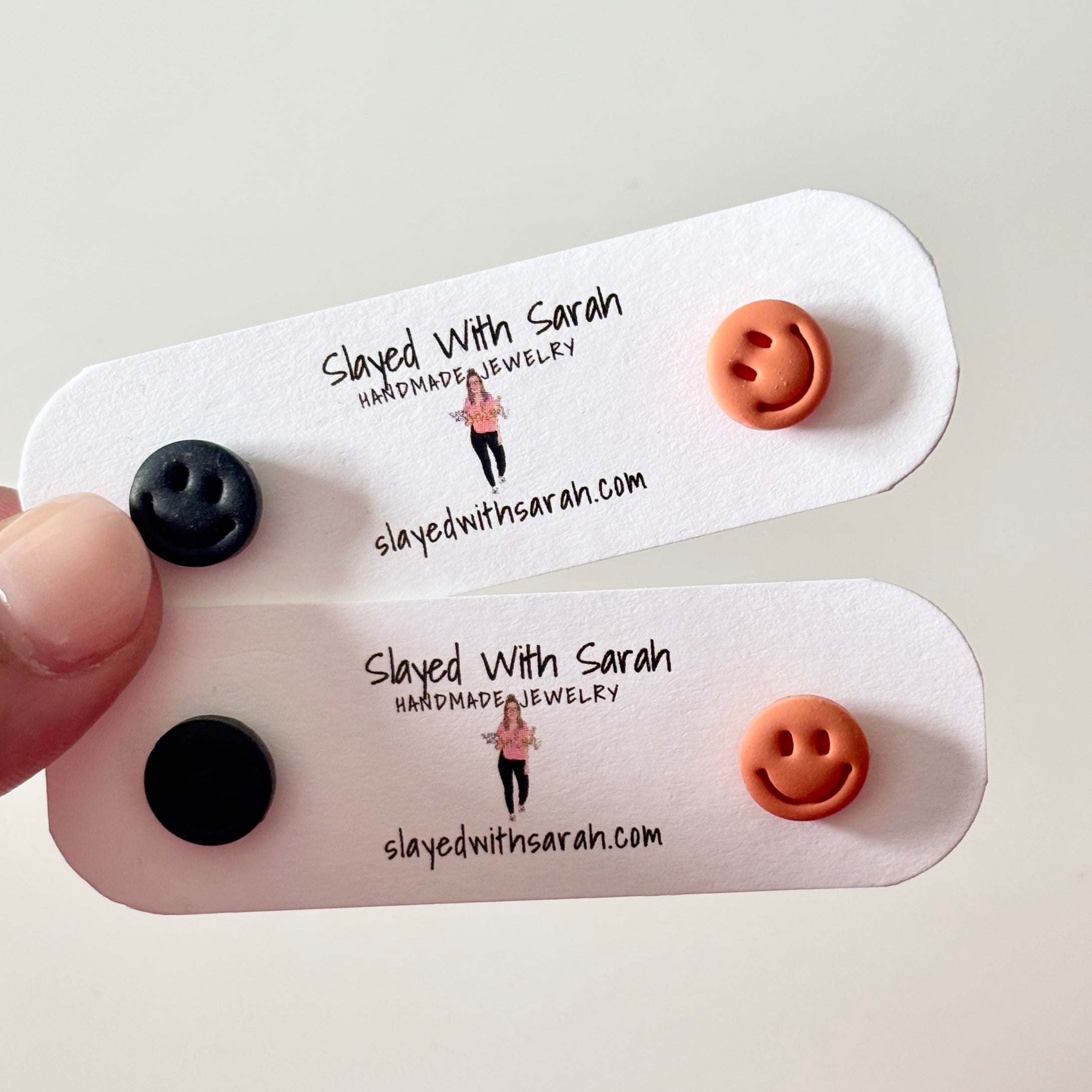 Orange+Black Smiley SBS Earrings