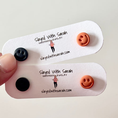 Orange+Black Smiley SBS Earrings