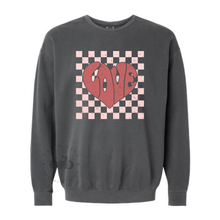 Load image into Gallery viewer, MTO / Checkered Love Heart Grunge, lightweight crewneck