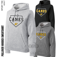 Load image into Gallery viewer, MTO - Canes Baseball Home Plate, Sport Tek Hoodie {adult + TALL}